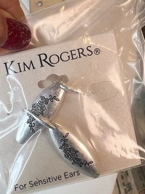Kim Rogers Silver-Tone Floral Engraved Drop Earrings